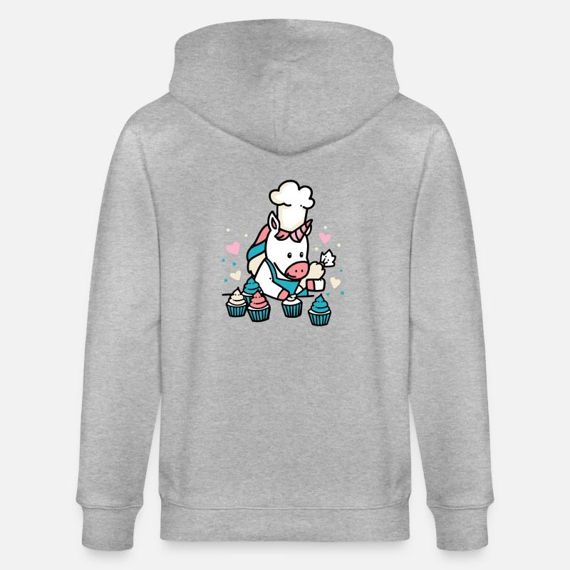 Bäcker Einhorn - Stanley/Stella Unisex Bio-Kapuzenjacke CULTIVATOR  - Grau meliert