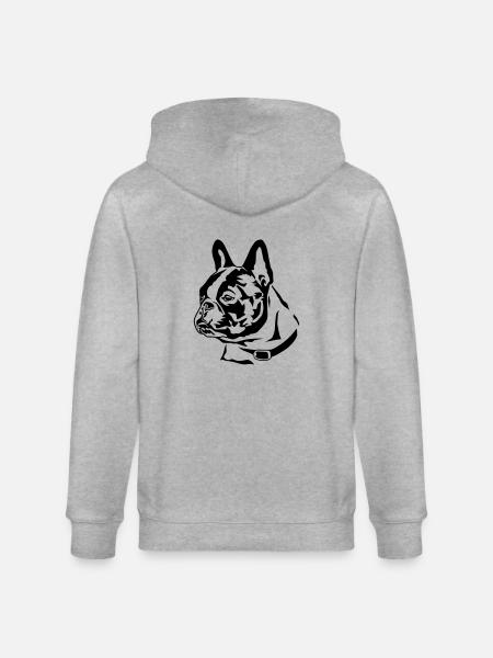 french_bully_head_01 - Stanley/Stella Unisex Bio-Kapuzenjacke CULTIVATOR  - Grau meliert