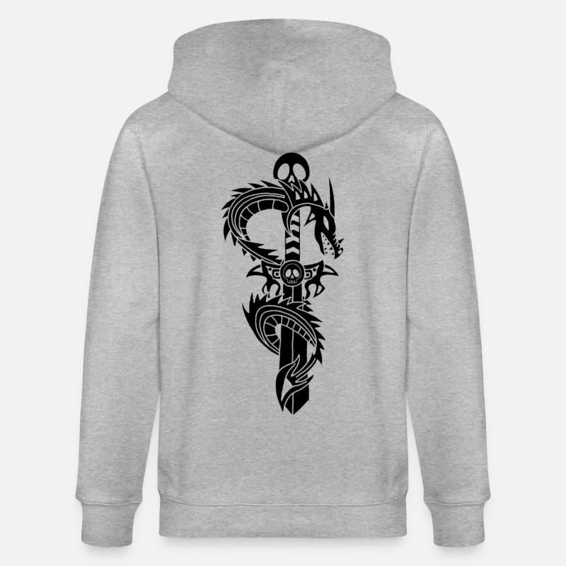 Le dragon noir et l'épée - Veste à capuche bio CULTIVATOR Stanley/Stella Unisexe - gris chiné