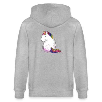 Konfetti Einhorn Comic - Stanley/Stella Unisex Bio-Kapuzenjacke CULTIVATOR  - Grau meliert - Hinten - Luana (180cm)