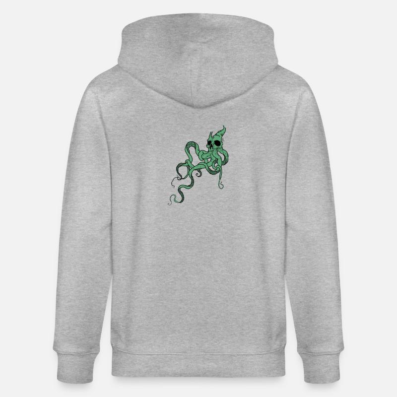 Crâne poulpe - Veste à capuche bio CULTIVATOR Stanley/Stella Unisexe - gris chiné