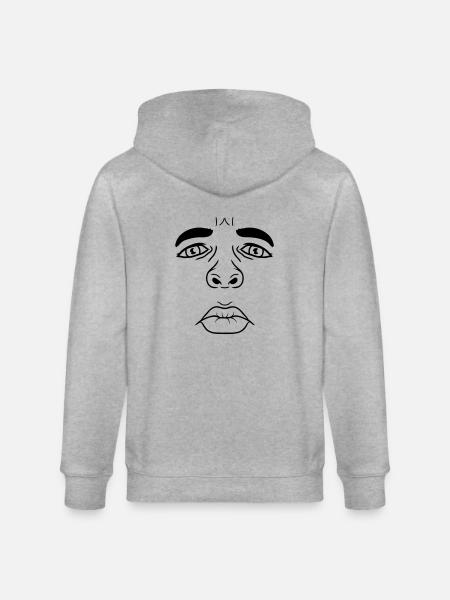 Unhappy man sad face - Stanley/Stella CULTIVATOR Unisex Organic Hooded Jacket - heather grey