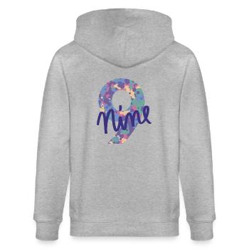 Zahl / 9 / Neun / Geburtstag / Neunter / Nummer - Stanley/Stella Unisex Bio-Kapuzenjacke CULTIVATOR  - Grau meliert - Hinten - Luana (180cm)