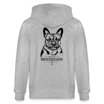 French Bulldog Dad Hunde Hund Frenchie Wilsigns - Stanley/Stella Unisex Bio-Kapuzenjacke CULTIVATOR  - Grau meliert - Hinten - Luana (180cm)