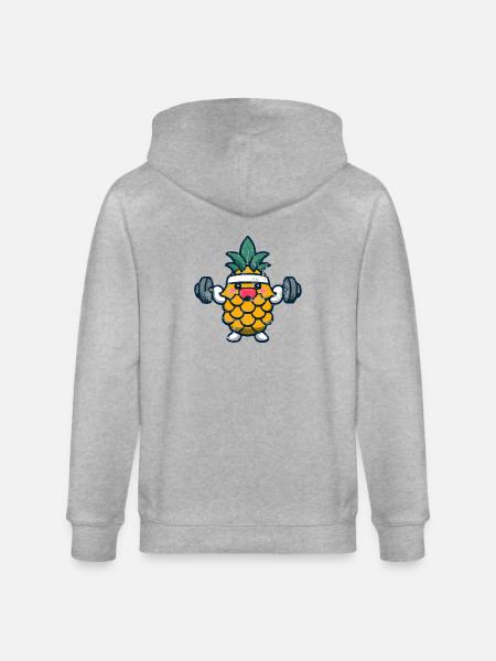 Sporty pineapple with dumbbells - Stanley/Stella CULTIVATOR Unisex Organic Hooded Jacket - heather grey