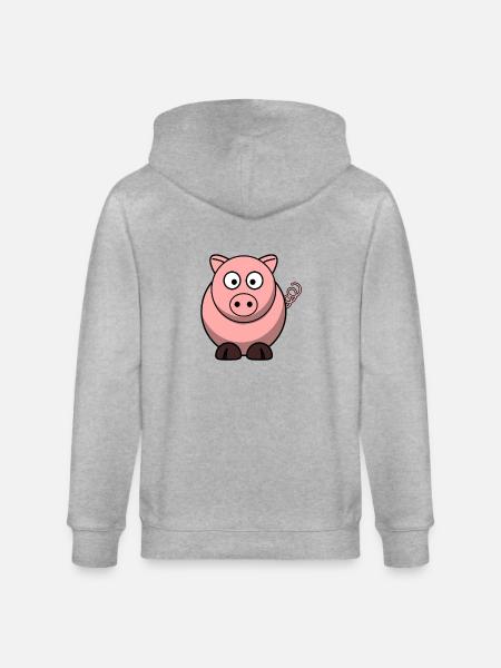 Schwein Cartoon - Stanley/Stella CULTIVATOR Unisex Organic Hooded Jacket - heather grey