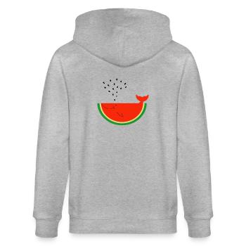Watermelon Whale - Stanley/Stella Unisex Bio-Kapuzenjacke CULTIVATOR  - Grau meliert - Hinten - Luana (180cm)