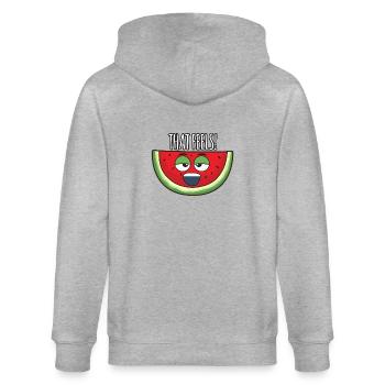Freundliche Wassermelone - Stanley/Stella Unisex Bio-Kapuzenjacke CULTIVATOR  - Grau meliert - Hinten - Luana (180cm)