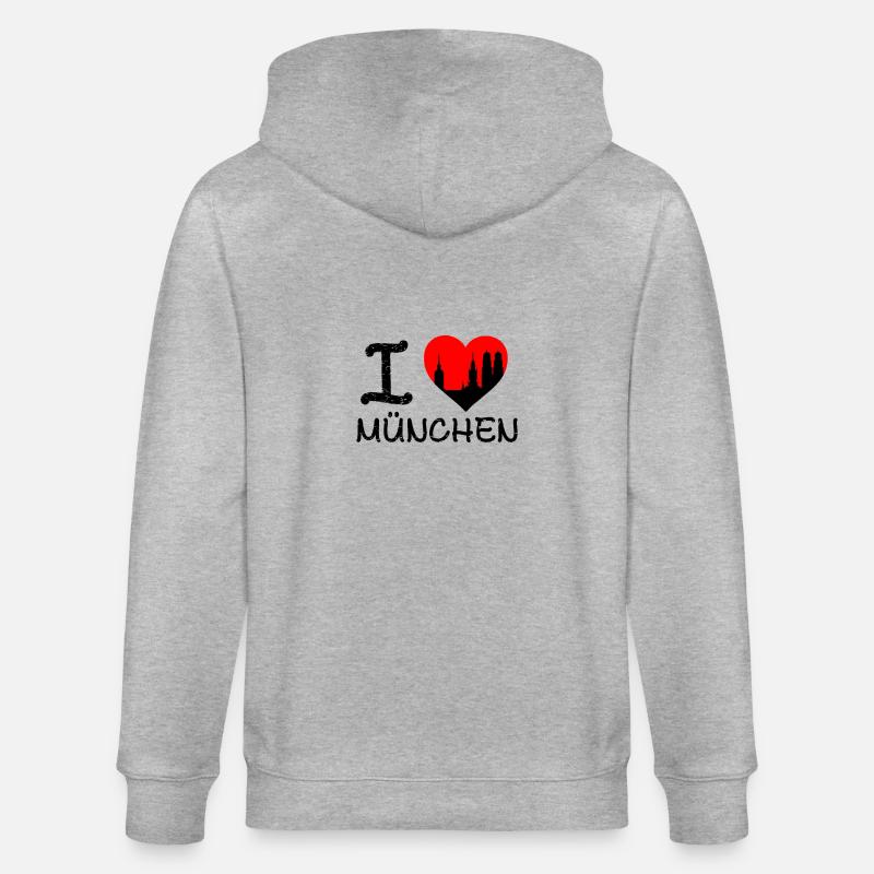 Ich liebe München Design - Stanley/Stella Unisex Bio-Kapuzenjacke CULTIVATOR  - Grau meliert