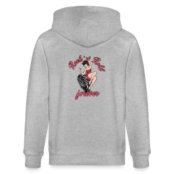 Rock n Roll forever Vintage Girl Rocknroll - Stanley/Stella CULTIVATOR  Unisex Organic Hooded Jacket - heather grey - Back - Luana (180cm)