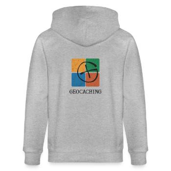 Geocaching Geocacher - Stanley/Stella Unisex Bio-Kapuzenjacke CULTIVATOR  - Grau meliert - Hinten - Luana (180cm)