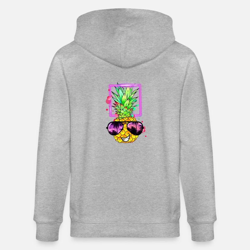 coole Ananas Retro Neon - Stanley/Stella Unisex Bio-Kapuzenjacke CULTIVATOR  - Grau meliert