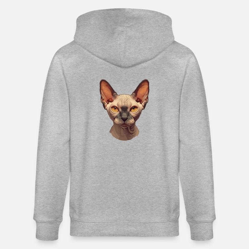 Sphynx Kätzchen Sphynx Katze - Stanley/Stella Unisex Bio-Kapuzenjacke CULTIVATOR  - Grau meliert