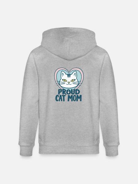 PROUD CAT MAM - Stanley/Stella CULTIVATOR Unisex Organic Hooded Jacket - heather grey