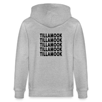 Tillamook County Oregon Regenbogen Textdesign - Stanley/Stella Unisex Bio-Kapuzenjacke CULTIVATOR  - Grau meliert - Hinten - Luana (180cm)