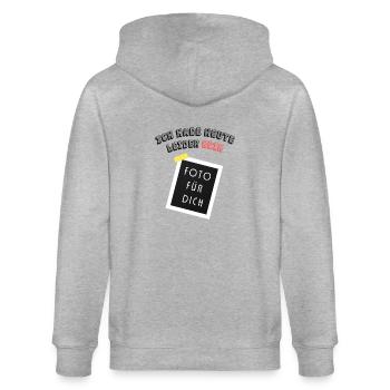 Ich habe heute leider kein Foto für dich - Stanley/Stella Unisex Bio-Kapuzenjacke CULTIVATOR  - Grau meliert - Hinten - Luana (180cm)