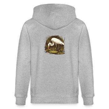 Heron Reiher - Stanley/Stella Unisex Bio-Kapuzenjacke CULTIVATOR  - Grau meliert - Hinten - Luana (180cm)