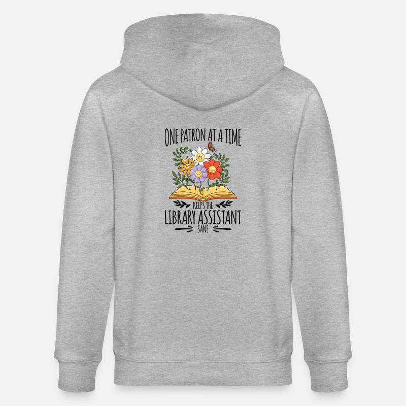 Library Aide Funny Library Assistant - Stanley/Stella CULTIVATOR Unisex Organic Hooded Jacket - heather grey