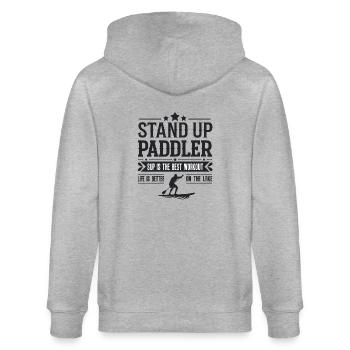 Stand Up Paddler - Stanley/Stella Unisex Bio-Kapuzenjacke CULTIVATOR  - Grau meliert - Hinten - Luana (180cm)