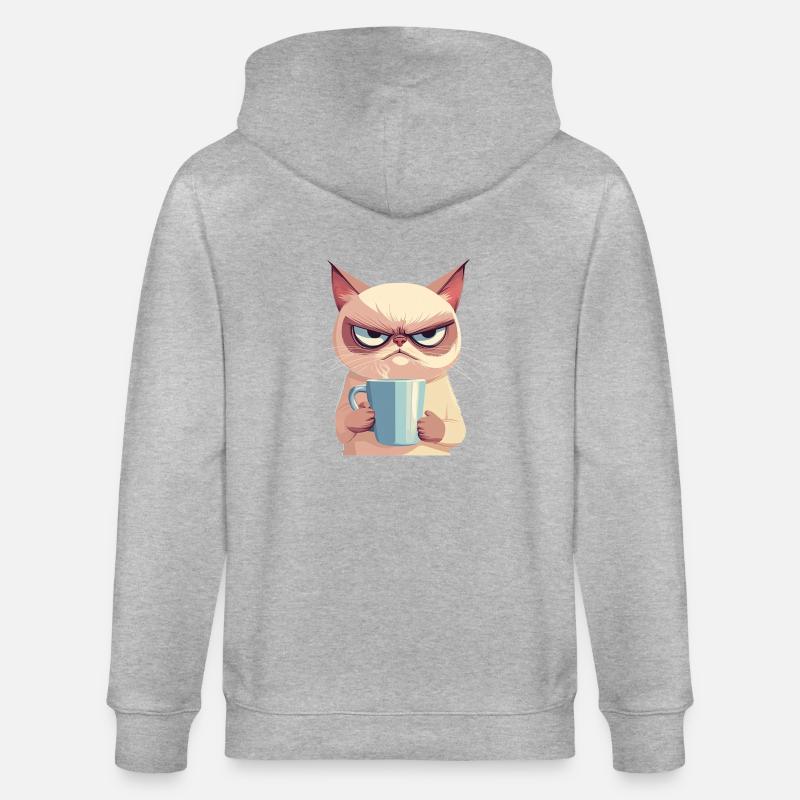 Grumpy Style: with Coffee - Stanley/Stella CULTIVATOR  Unisex Organic Hooded Jacket - heather grey