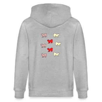 Katzen ohne Schwanz - Stanley/Stella Unisex Bio-Kapuzenjacke CULTIVATOR  - Grau meliert - Hinten - Luana (180cm)