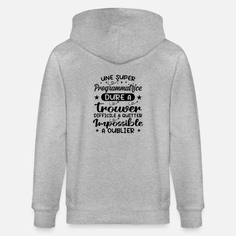 Une Super Programmatrice - Cadeau programmatrice - Veste à capuche bio CULTIVATOR Stanley/Stella Unisexe - gris chiné