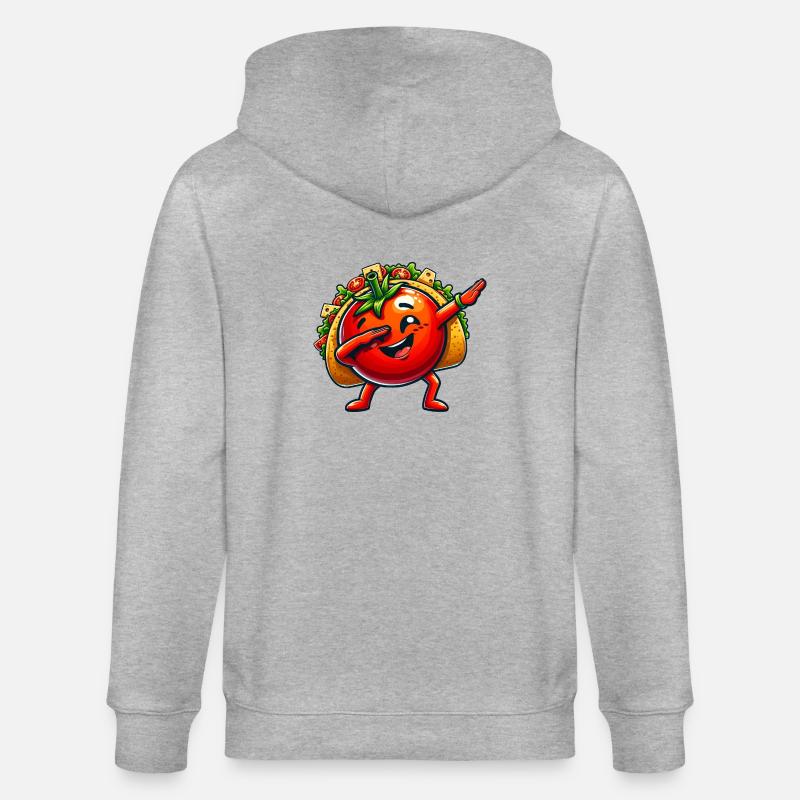 Taco mit Tomate Dabbing Comic - Stanley/Stella Unisex Bio-Kapuzenjacke CULTIVATOR  - Grau meliert