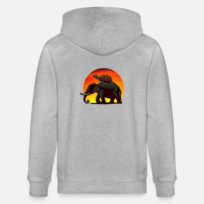 Elephant Turtle Sunset Design - Veste à capuche bio CULTIVATOR Stanley/Stella Unisexe - gris chiné