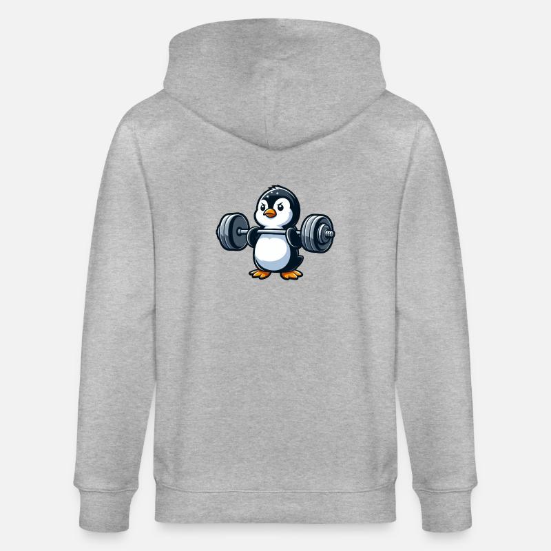 Strong Penguin: Dumbbell Workout - Stanley/Stella CULTIVATOR  Unisex Organic Hooded Jacket - heather grey