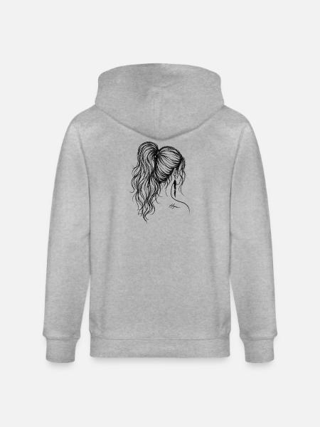 Haar-Line-Art mit Hope Tattoo - Stanley/Stella Unisex Bio-Kapuzenjacke CULTIVATOR - Grau meliert