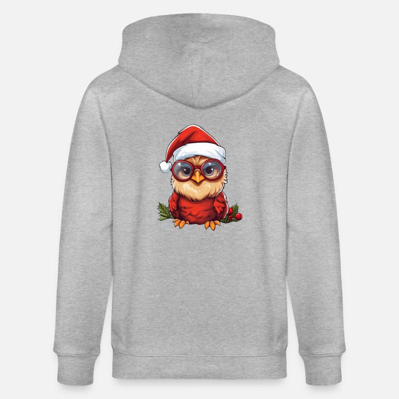 Chouette de Noël plumes rouges - Veste à capuche bio CULTIVATOR Stanley/Stella Unisexe - gris chiné