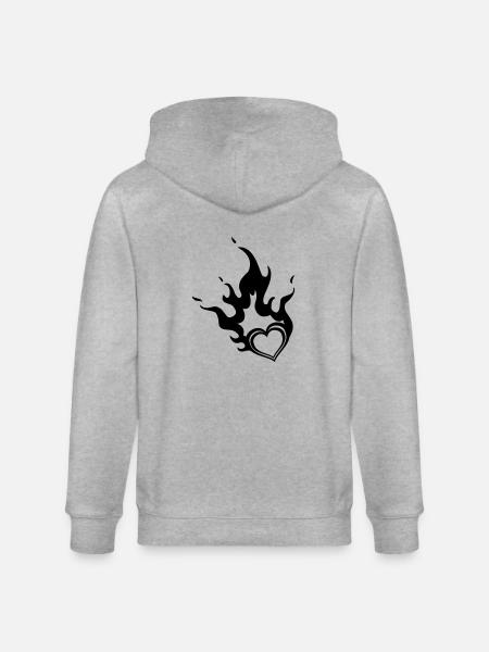 burning heart - Stanley/Stella CULTIVATOR Unisex Organic Hooded Jacket - heather grey