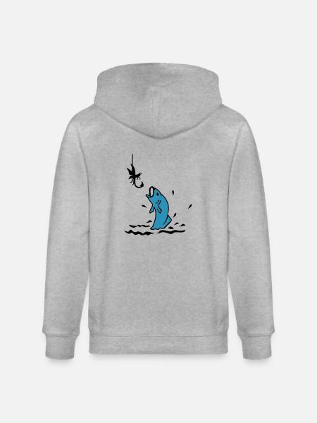 Fliegenfischen / fly fishing (2c) - Stanley/Stella CULTIVATOR  Unisex Organic Hooded Jacket - heather grey