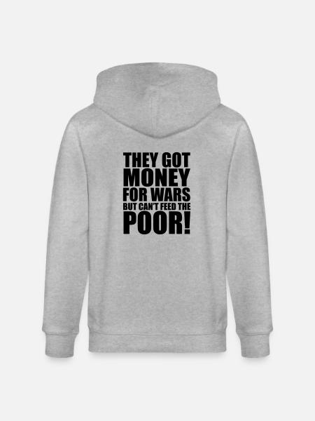 Can't Feed The Poor - Stanley/Stella CULTIVATOR  Unisex Organic Hooded Jacket - heather grey