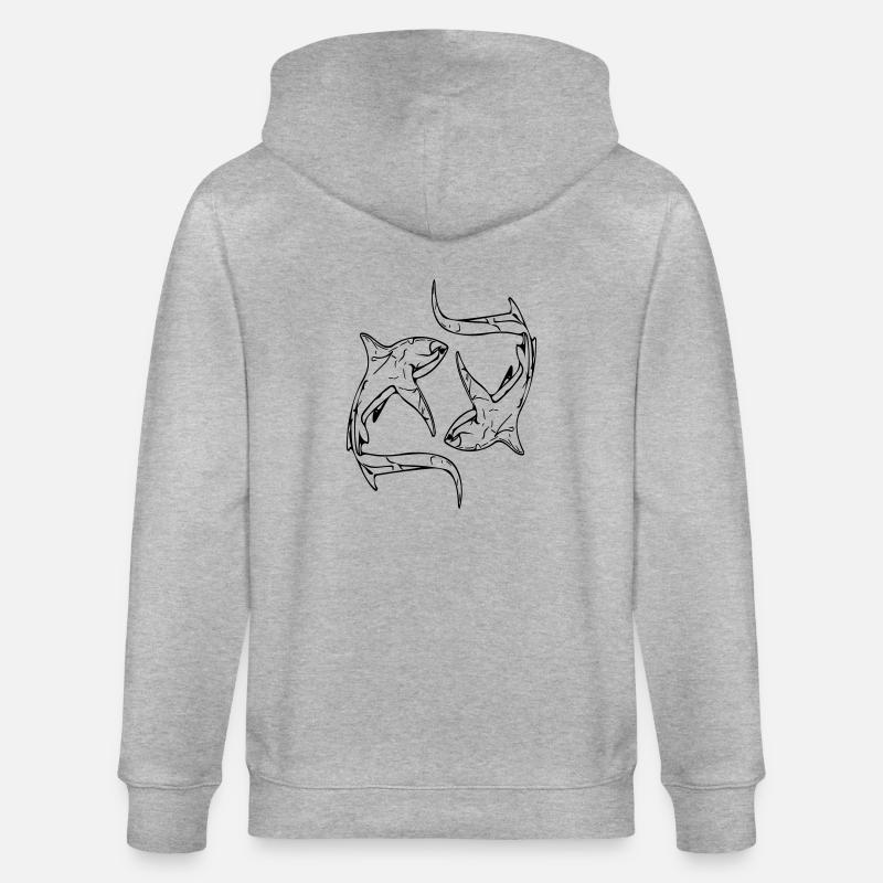 Requins renards élégants en cercle - Veste à capuche bio CULTIVATOR Stanley/Stella Unisexe - gris chiné