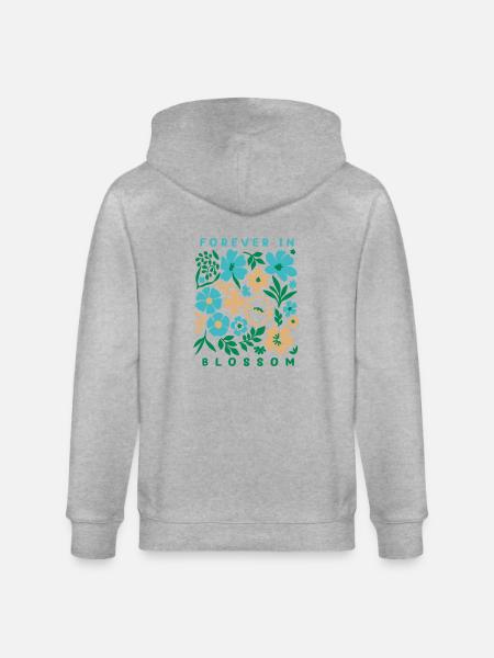 Forever in blossom - Blumenprint - Stanley/Stella Unisex Bio-Kapuzenjacke CULTIVATOR  - Grau meliert