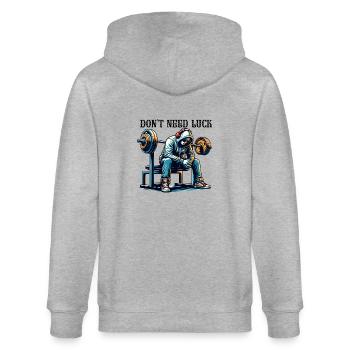Bodybuilder de gym avec sweat à capuche – Fitness Motif - Veste à capuche bio CULTIVATOR Stanley/Stella Unisexe - gris chiné - Dos - Luana (180cm)