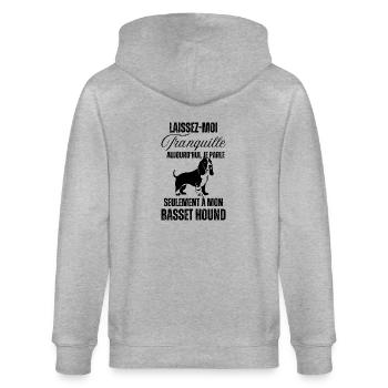 Chien doux basset hound - Veste à capuche bio CULTIVATOR Stanley/Stella Unisexe - gris chiné - Dos - Luana (180cm)