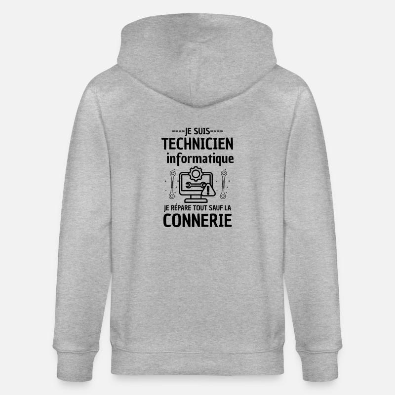 Technicien informatique - Veste à capuche bio CULTIVATOR Stanley/Stella Unisexe - gris chiné
