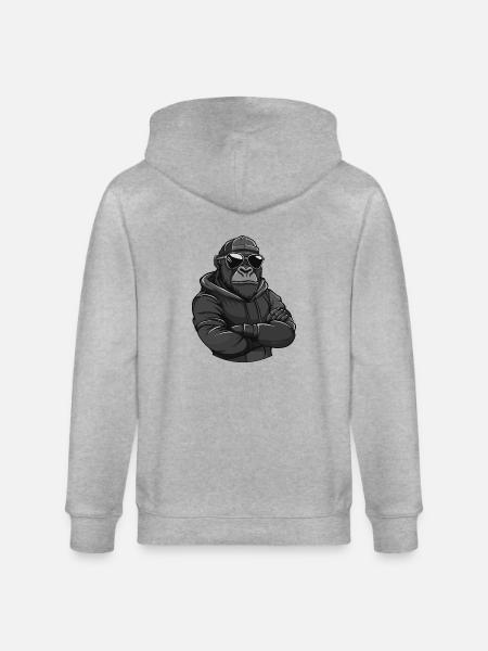 Gorilla Animal Comic - Stanley/Stella CULTIVATOR  Unisex Organic Hooded Jacket - heather grey