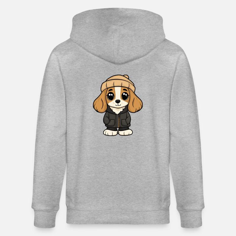 Cocker Spaniel Chien Dessin animé - Veste à capuche bio CULTIVATOR Stanley/Stella Unisexe - gris chiné