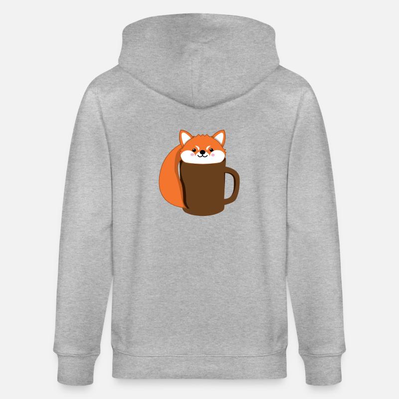 Fuchs - Kaffee - Tase - Comicstyle - Geschenk - Stanley/Stella Unisex Bio-Kapuzenjacke CULTIVATOR  - Grau meliert