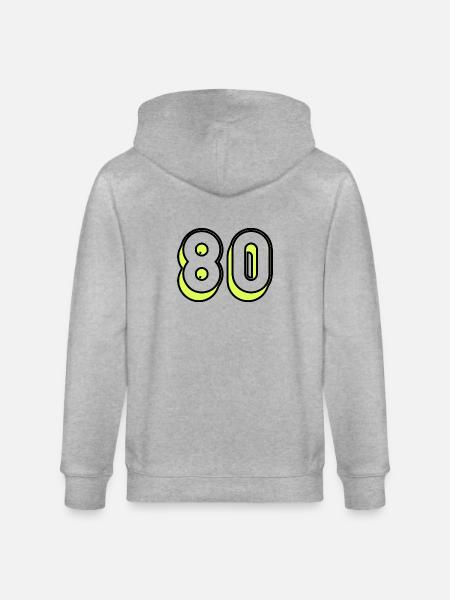 80 YEARS. 80TH ANNIVERSARY. BIRTHDAY 80 YEARS. 80 - Stanley/Stella CULTIVATOR  Unisex Organic Hooded Jacket - heather grey