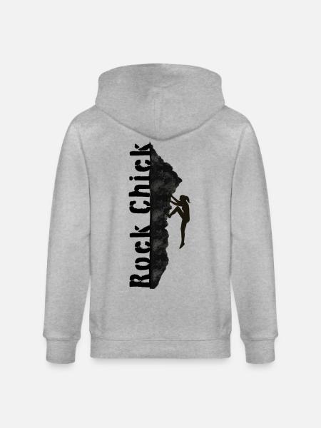 Rock Chick - Hiking, Climbing, Mountains Saying - Stanley/Stella CULTIVATOR  Unisex Organic Hooded Jacket - heather grey