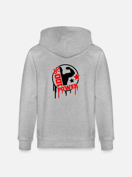 power_100_splat_co2 - Stanley/Stella CULTIVATOR  Unisex Organic Hooded Jacket - heather grey