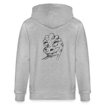 Lustiges Design des Drachenkopfes - Stanley/Stella Unisex Bio-Kapuzenjacke CULTIVATOR  - Grau meliert - Hinten - Luana (180cm)