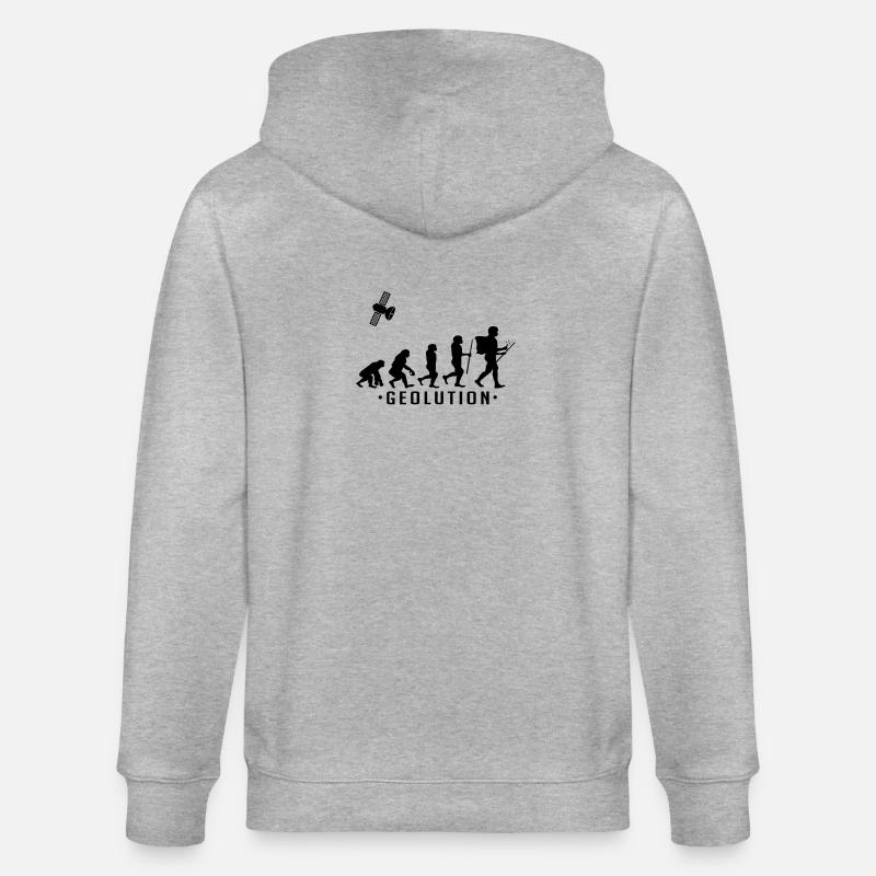 Geocaching evolution shirt Geolution - Stanley/Stella CULTIVATOR  Unisex Organic Hooded Jacket - heather grey