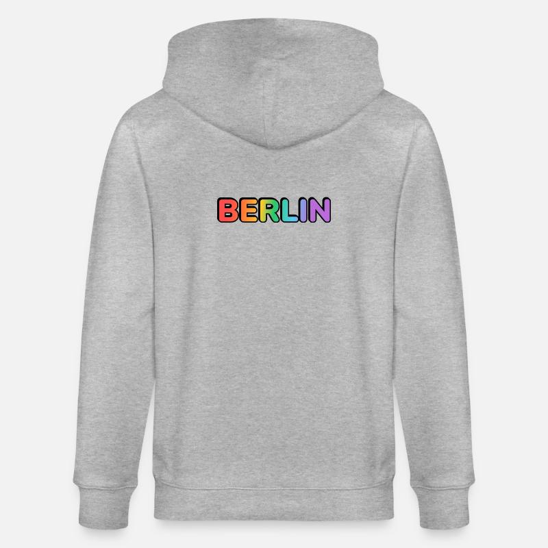 Berlin Rainbow Gradient Letters LGBT - Stanley/Stella Unisex Bio-Kapuzenjacke CULTIVATOR  - Grau meliert