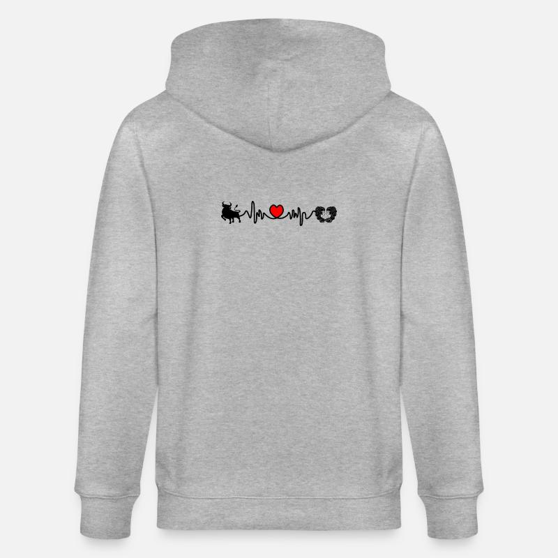 Herzfrequenz Cardio Stier Jungfrau - Stanley/Stella Unisex Bio-Kapuzenjacke CULTIVATOR  - Grau meliert