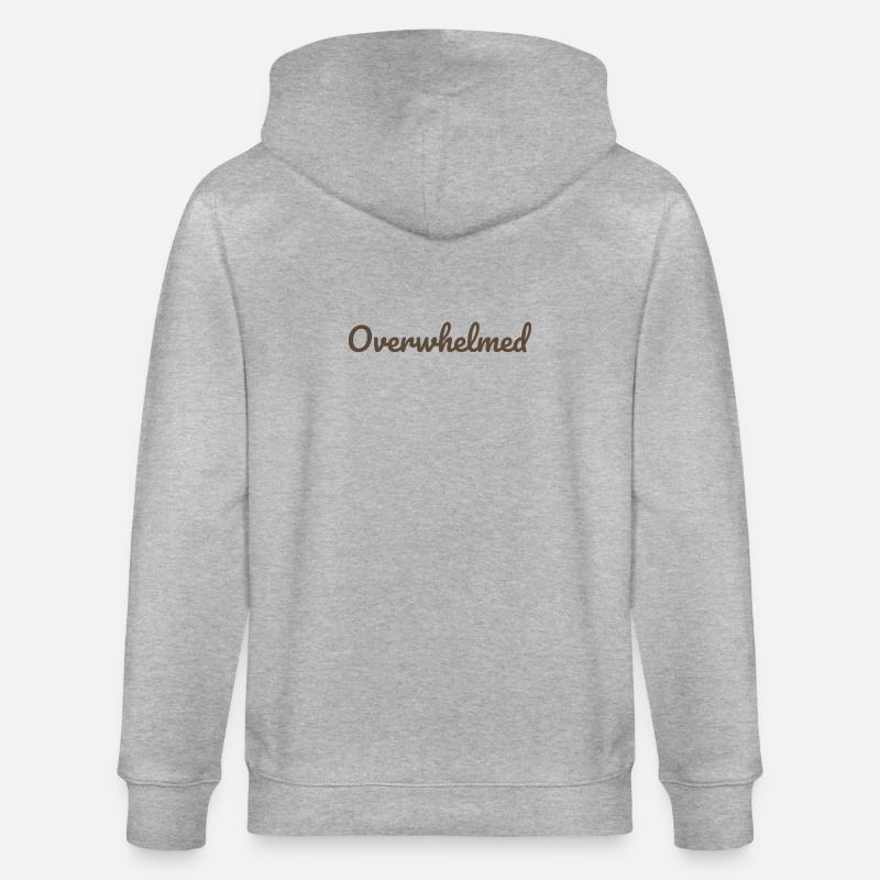 Overwhelms script text in brown - Stanley/Stella CULTIVATOR  Unisex Organic Hooded Jacket - heather grey